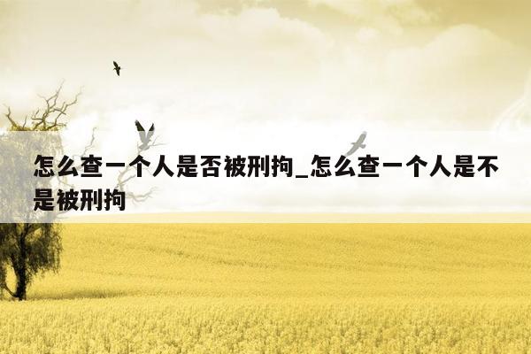 怎么查一个人是否被刑拘_怎么查一个人是不是被刑拘