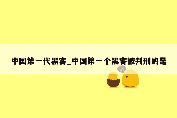 中国第一代黑客_中国第一个黑客被判刑的是