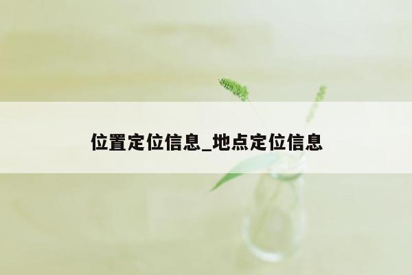 位置定位信息_地点定位信息