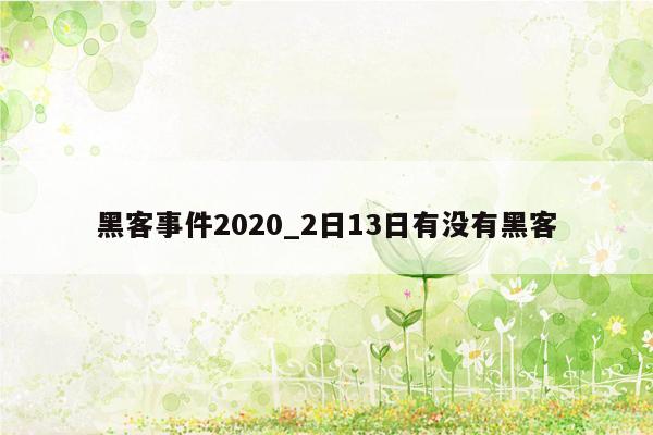 黑客事件2020_2日13日有没有黑客