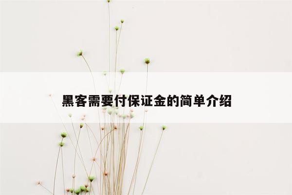 黑客需要付保证金的简单介绍