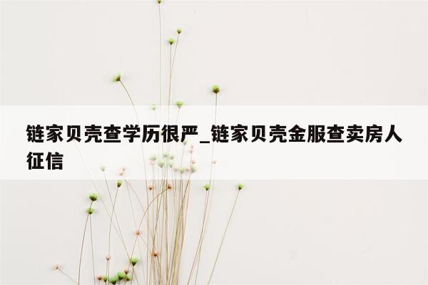 链家贝壳查学历很严_链家贝壳金服查卖房人征信