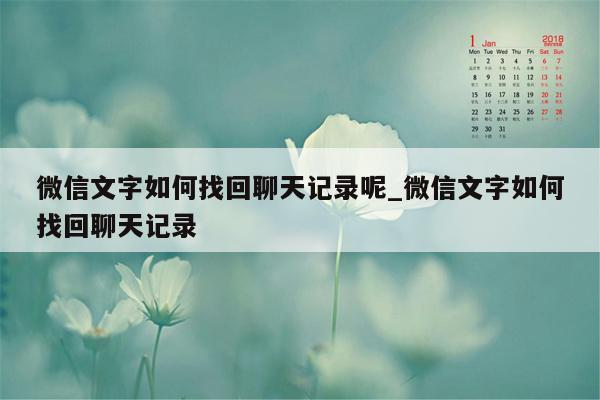 微信文字如何找回聊天记录呢_微信文字如何找回聊天记录