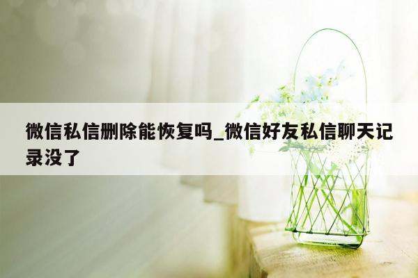 微信私信删除能恢复吗_微信好友私信聊天记录没了