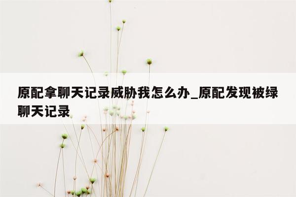 原配拿聊天记录威胁我怎么办_原配发现被绿聊天记录