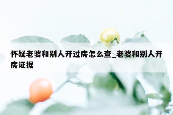 怀疑老婆和别人开过房怎么查_老婆和别人开房证据