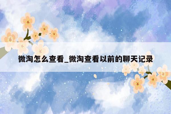 微淘怎么查看_微淘查看以前的聊天记录