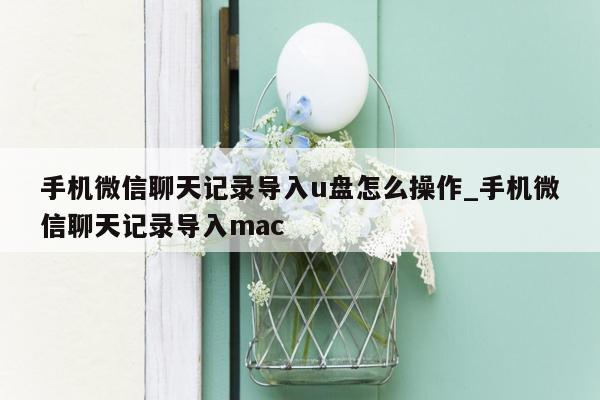 手机微信聊天记录导入u盘怎么操作_手机微信聊天记录导入mac
