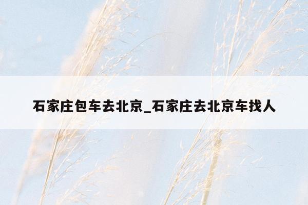石家庄包车去北京_石家庄去北京车找人