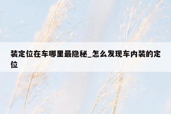 装定位在车哪里最隐秘_怎么发现车内装的定位