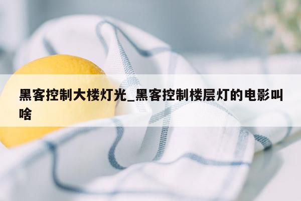 黑客控制大楼灯光_黑客控制楼层灯的电影叫啥