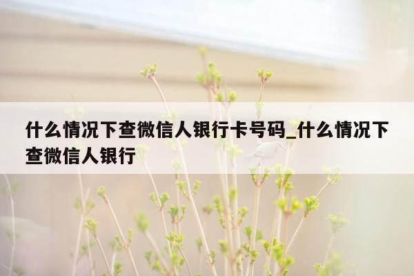 什么情况下查微信人银行卡号码_什么情况下查微信人银行